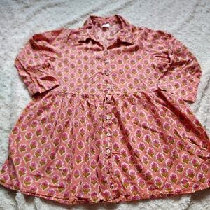 Yash Gallery peach floral babydoll peasant tunic top Cottagecore Prarie Spring